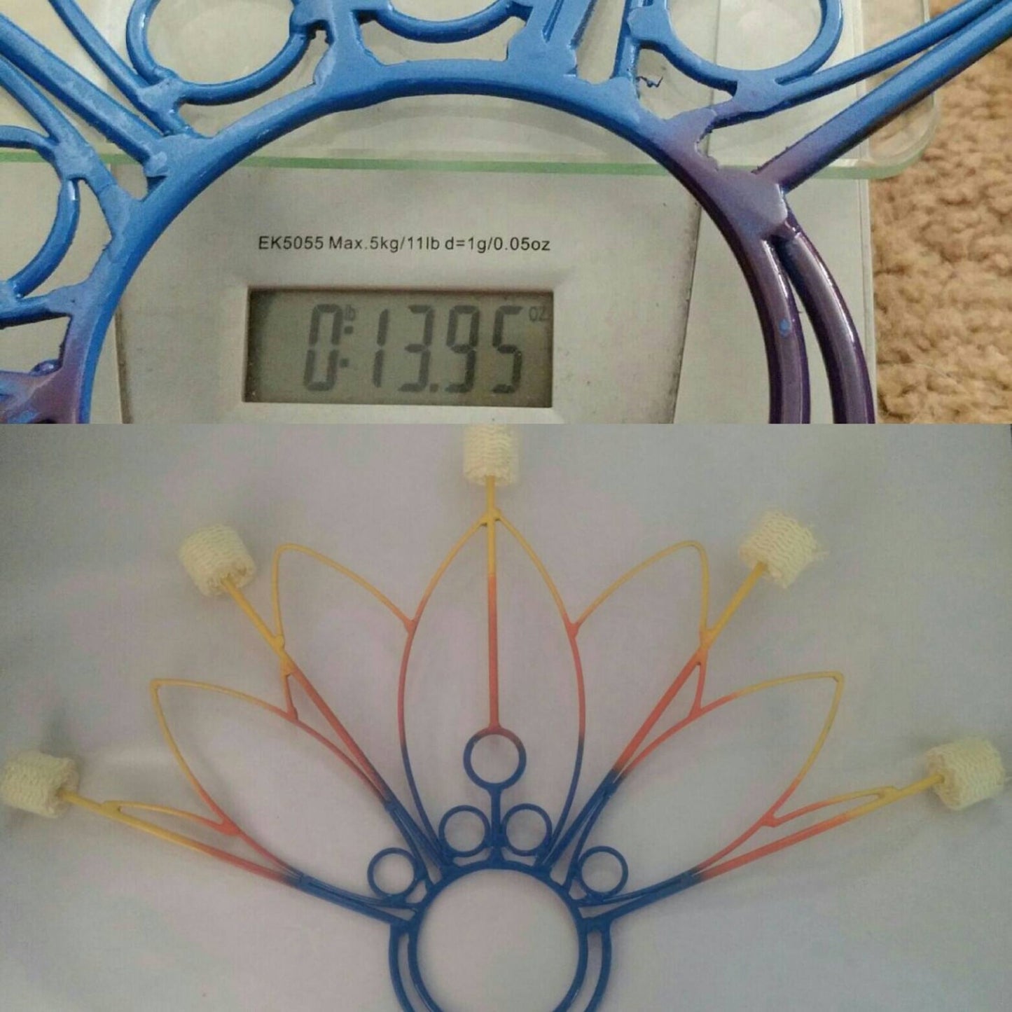 Pair of Peacock 5 wick Fire fans