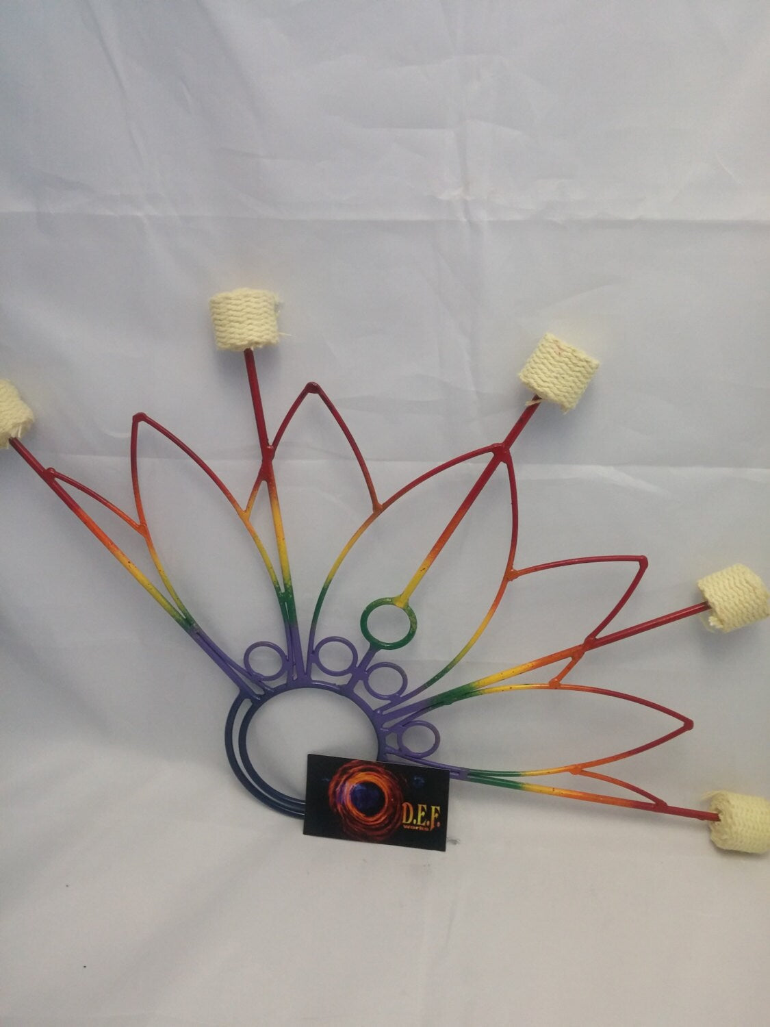 Pair of Peacock 5 wick Fire fans